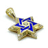 14K Gold & Diamond With Blue Enamel Star of David Necklace